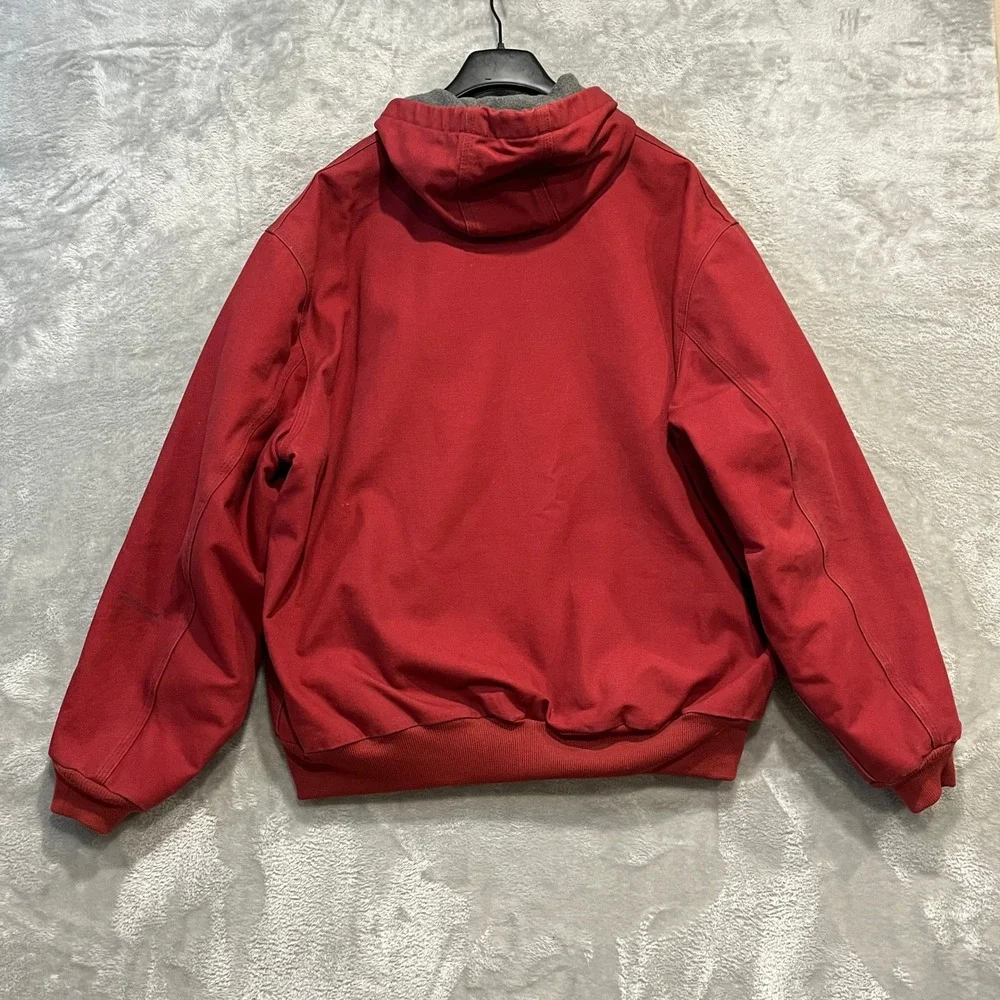 Carhartt Jacket Mens 2XL Red J158 DKR Thermal Lined Sandstone Active Hooded
